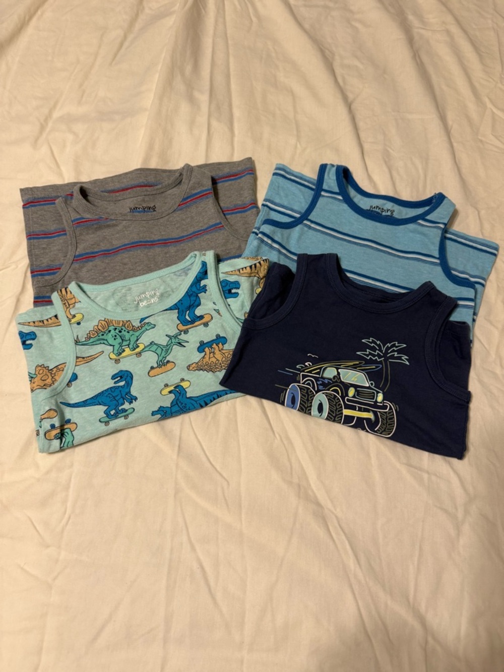 jumping beans Boys Tank Top Bundle – Gray, Light Blue, Aqua, Navy